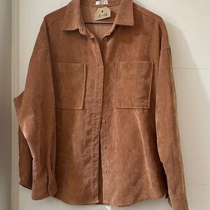 Ardene Peach Corduroy Button-Up Shirt